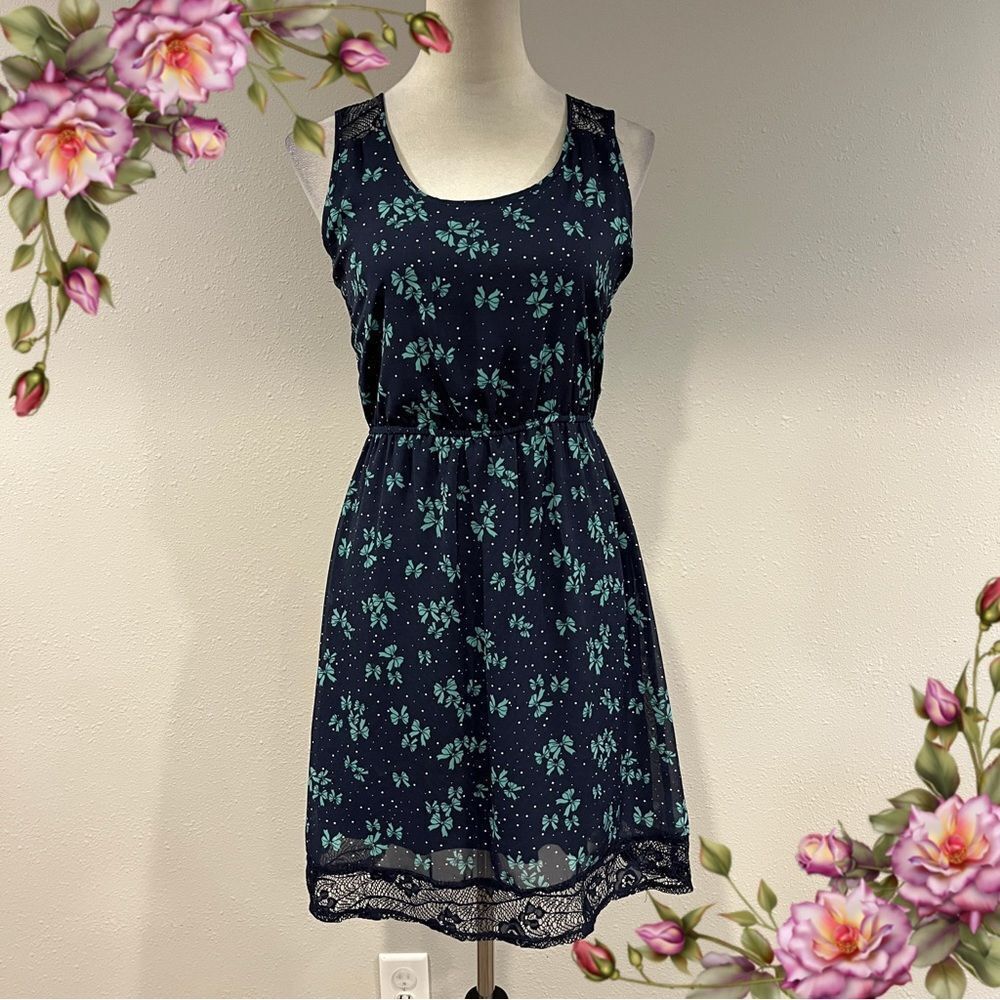 Maurice’s navy bow print‎ Sleeveless mini Dress size small